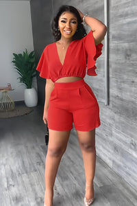 Trendy summer two-piece set with pleated design – Marlene-Red-S-State of Style