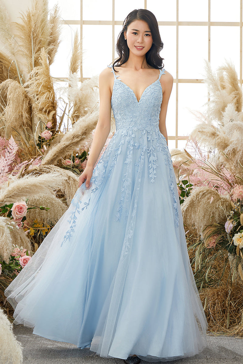 Trendy Tulle Gown with Appliques - Victoria-Blue-EU32-State of Style