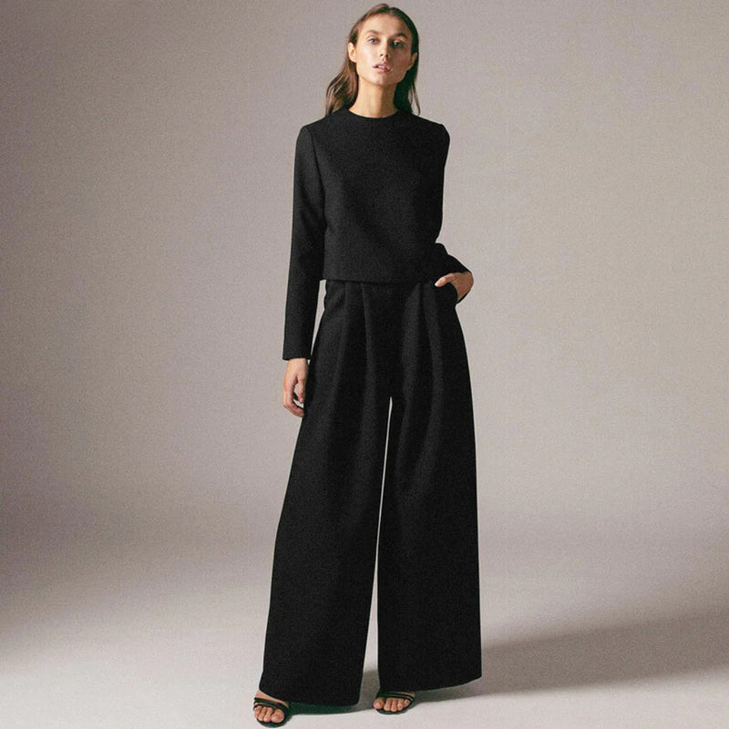 Trendy Two-Piece Palazzo Set - Amara-Black-S-State of Style