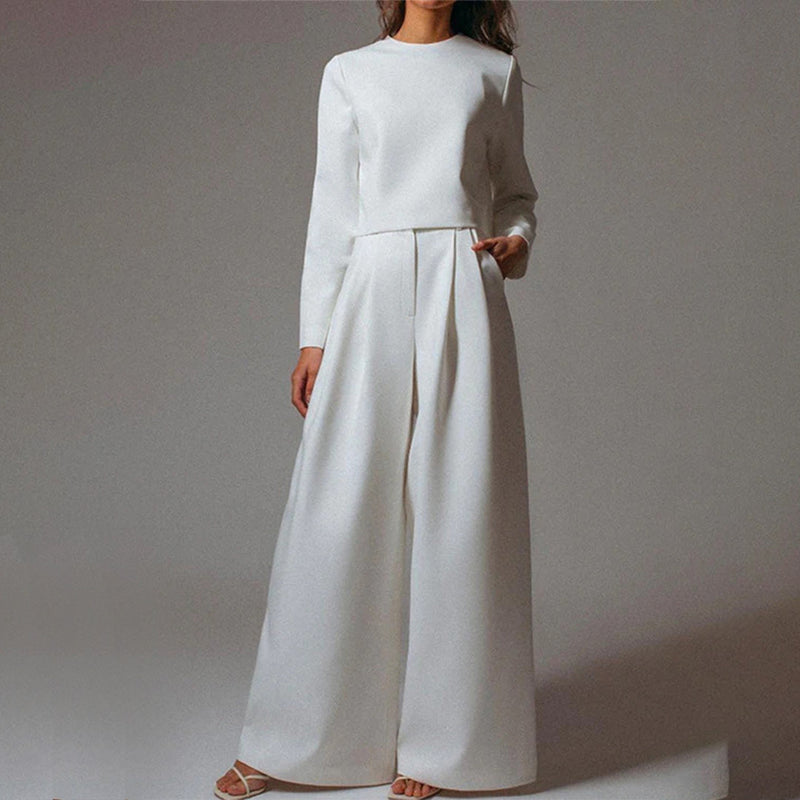 Trendy Two-Piece Palazzo Set - Amara-White-S-State of Style