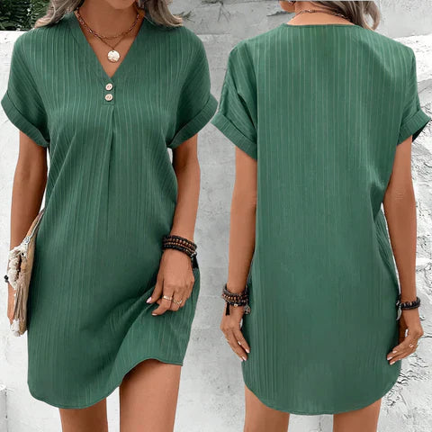 Trendy V-neck Dress - BreezeElegance-Black-S-State of Style