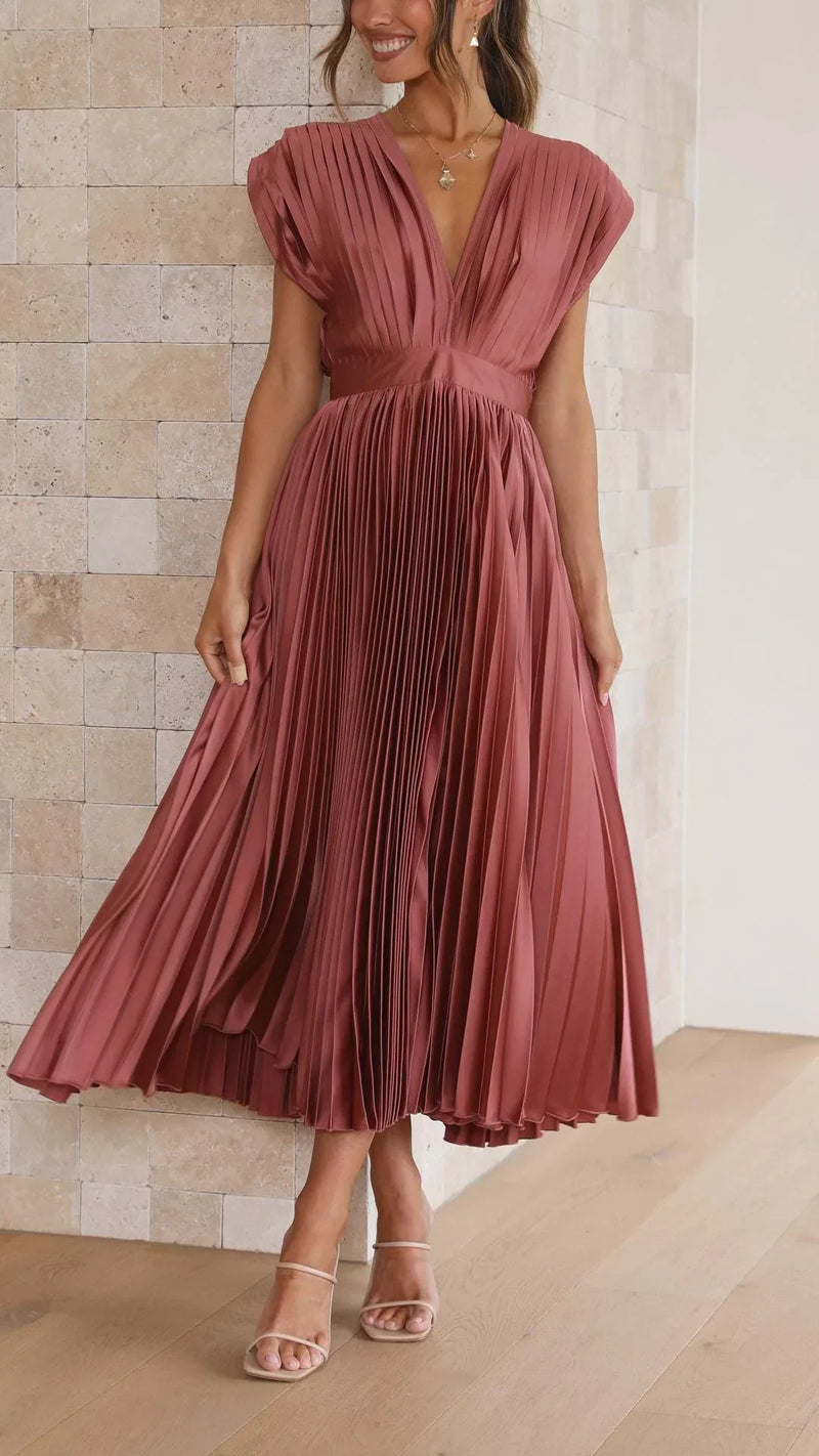 Trendy V-Neck Dress with Tie Closure - Isabella-Olive-S-State of Style