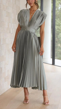 Trendy V-Neck Dress with Tie Closure - Isabella-Olive-S-State of Style