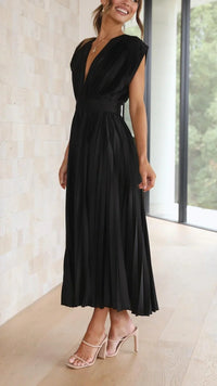 Trendy V-Neck Dress with Tie Closure - Isabella-Olive-S-State of Style