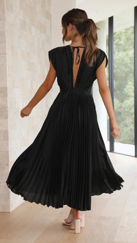 Trendy V-Neck Dress with Tie Closure - Isabella-Olive-S-State of Style