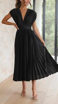 Trendy V-Neck Dress with Tie Closure - Isabella-Olive-S-State of Style