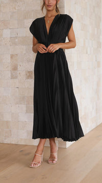 Trendy V-Neck Dress with Tie Closure - Isabella-Olive-S-State of Style