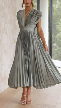 Trendy V-Neck Dress with Tie Closure - Isabella-Olive-S-State of Style