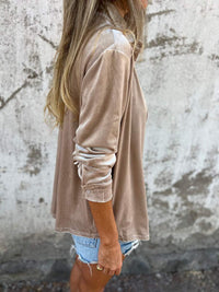 Trendy Velvet Blouse with Long Sleeves - Clara-Pink-S-State of Style