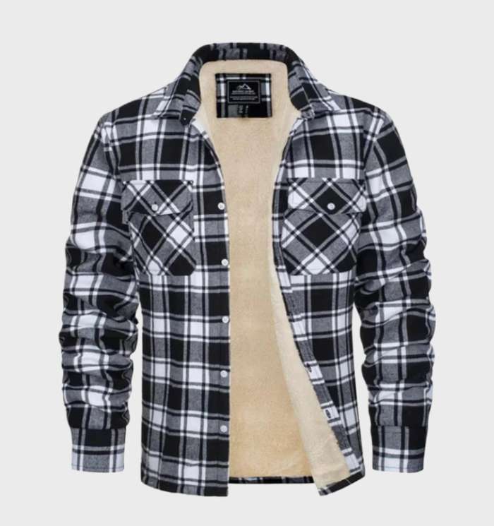 Trendy Vintage-Style Flannel Men’s Jacket - Liam-S-Black-State of Style