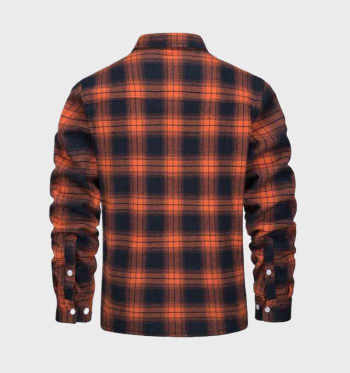 Trendy Vintage-Style Flannel Men’s Jacket - Liam-S-Orange-State of Style