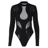 Trendy women's bodysuit with cut-outs and mesh inserts – Nayeli-L-State of Style