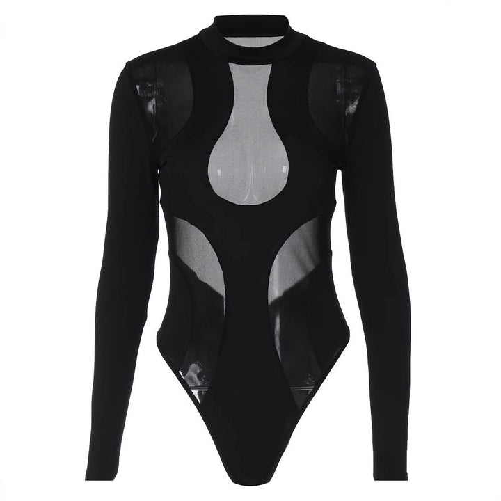 Trendy women's bodysuit with cut-outs and mesh inserts – Nayeli-L-State of Style