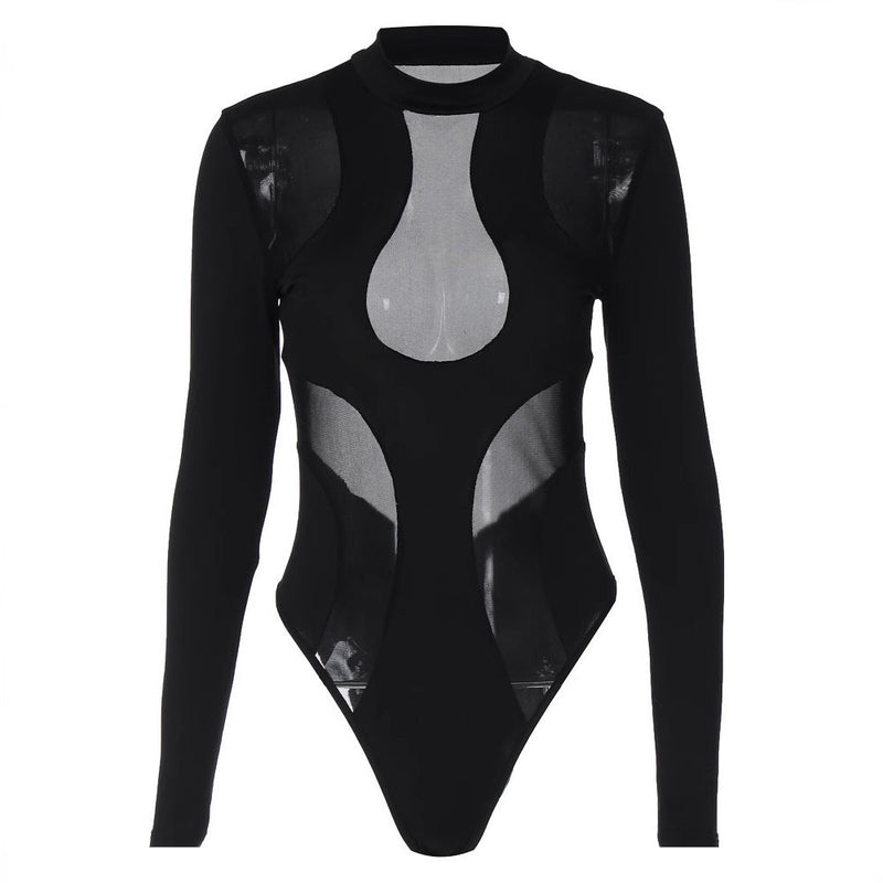 Trendy women's bodysuit with cut-outs and mesh inserts – Nayeli-L-State of Style