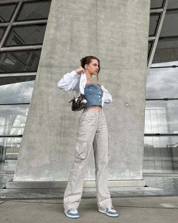 Trendy Women’s Cargo Jeans - Nova-Light Grey-XS-State of Style