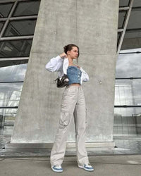 Trendy Women’s Cargo Jeans - Nova-Light Grey-XS-State of Style