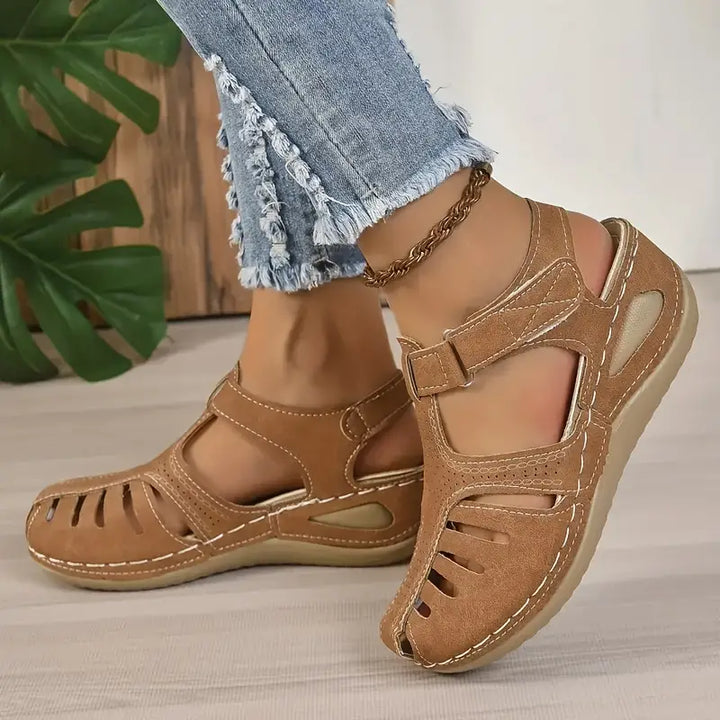 Trendy women's comfort sandals with orthopedic support – Mirella-Khaki-3-State of Style