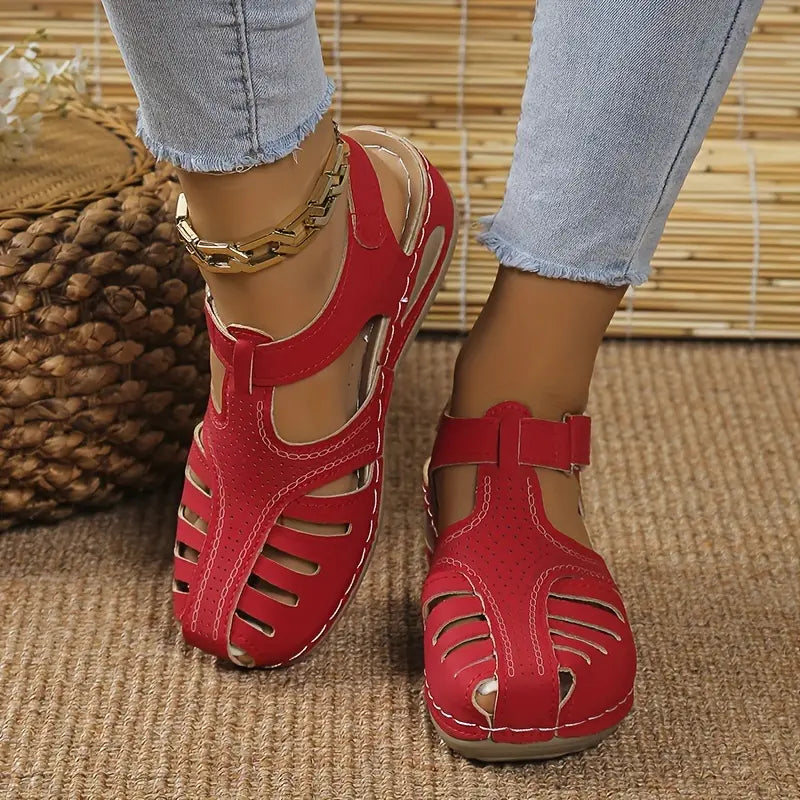 Trendy women's comfort sandals with orthopedic support – Mirella-Red-3-State of Style