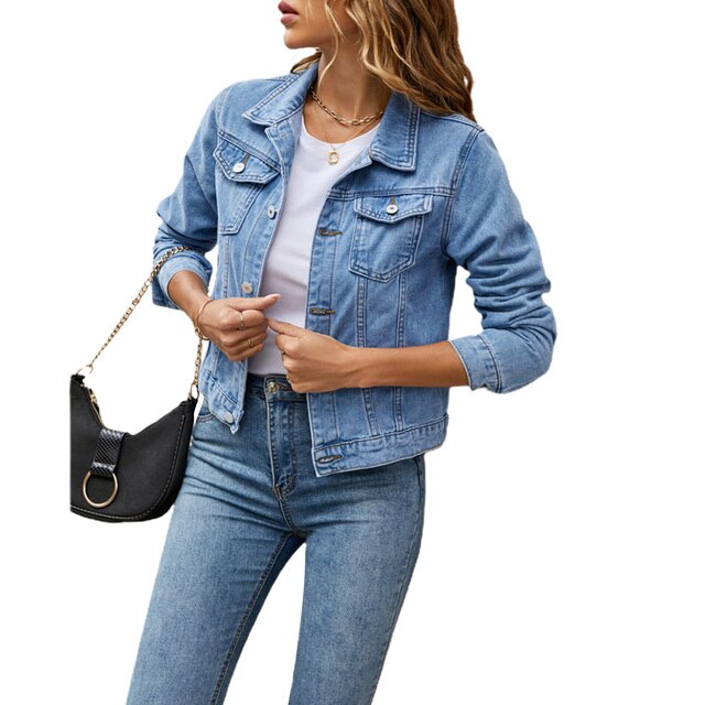 Trendy Women's Denim Jacket with Comfortable Fit – Malina-Light blue-S-State of Style