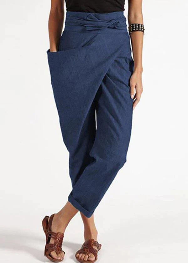 Trendy women's harem trousers with a high waist – Romy-Blue-S-State of Style