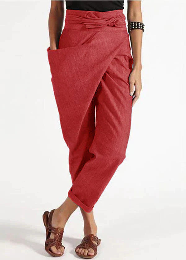 Trendy women's harem trousers with a high waist – Romy-Red-S-State of Style