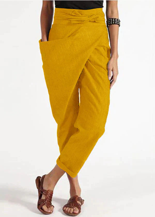 Trendy women's harem trousers with a high waist – Romy-Yellow-S-State of Style