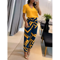 Trendy women's jumpsuit with short sleeves & wide legs – Alina-Yellow-S-State of Style