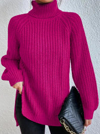 Trendy Women's Knitted Turtleneck Sweater - Esmée-Pink-S-State of Style