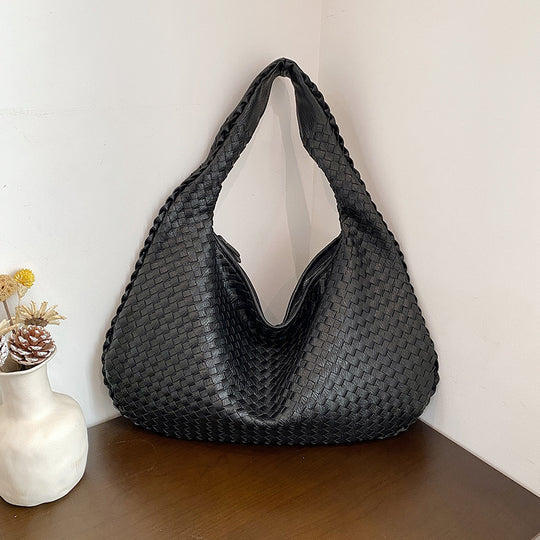Trendy Woven Shoulder Bag - Ruby-Black-State of Style