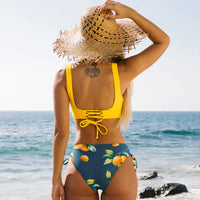 Trendy wrap bikini with floral pattern – Lucille-Dark green-S-State of Style