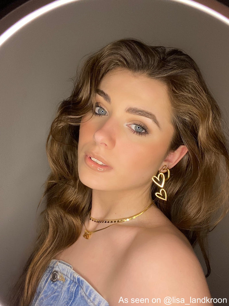 Triple Heart Pendant Earrings-Gold-plated-State of Style