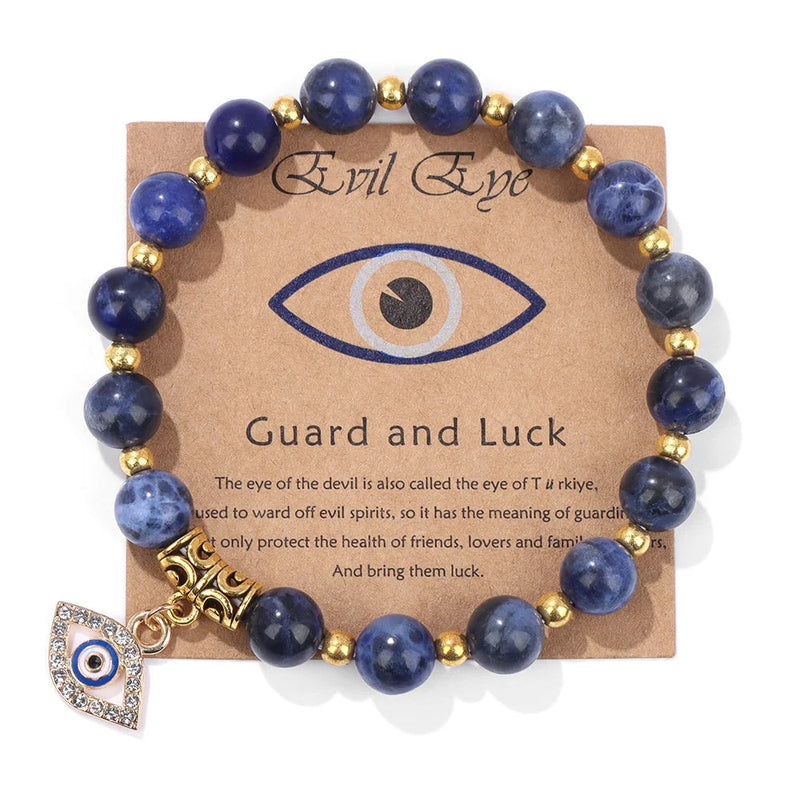 Turkish Evil Eye Pendant Bracelet | Protection Beads Jewellery-17 CM (Sold out!)-Blue Sodalite-State of Style