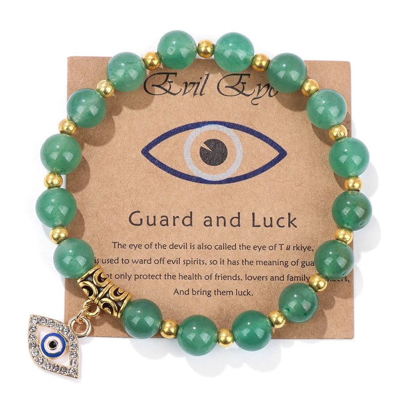 Turkish Evil Eye Pendant Bracelet | Protection Beads Jewellery-17 CM (Sold out!)-Green Aventurine-State of Style