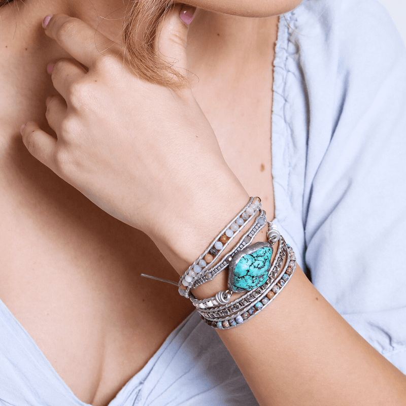 Turquoise Healing and Protection Wrap Bracelet - Selina-State of Style