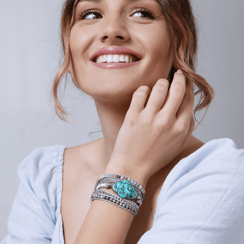 Turquoise Healing and Protection Wrap Bracelet - Selina-State of Style