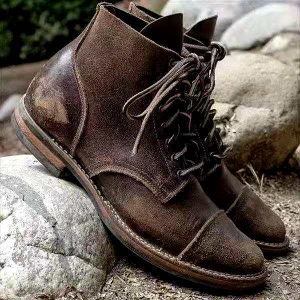 Men's retro lace-up waterproof boots with anti-slip sole – Damian
