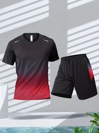 Two-piece breathable men's sports set – Jarek (Buy 1, Get 1 Free)-Black-Red-S-State of Style