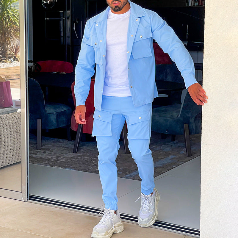 Two-Piece Cargo Suit for Men - NomadCargo-Blue-S-State of Style