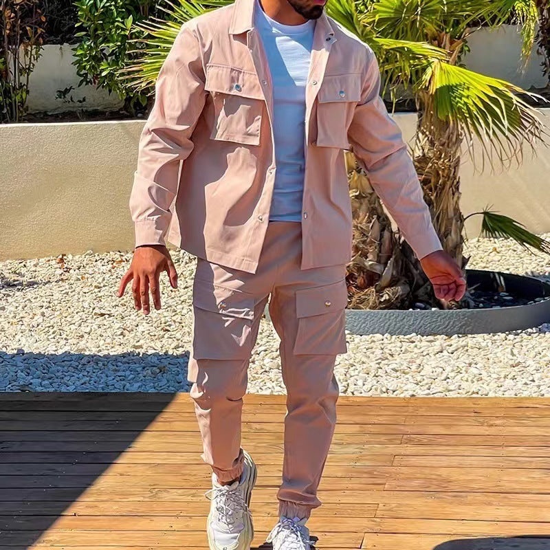 Two-Piece Cargo Suit for Men - NomadCargo-Pink-S-State of Style