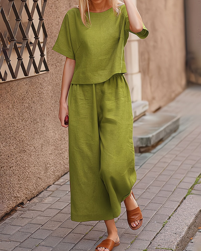 Two-Piece Ladies Lounge Set – Elise-Green-S-State of Style