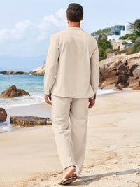 Two-piece linen set for men – Milo-White-S-State of Style