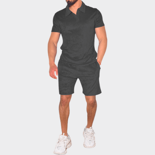 Two-piece men's outfit set for summer and leisure – Rafael-Black-M-State of Style