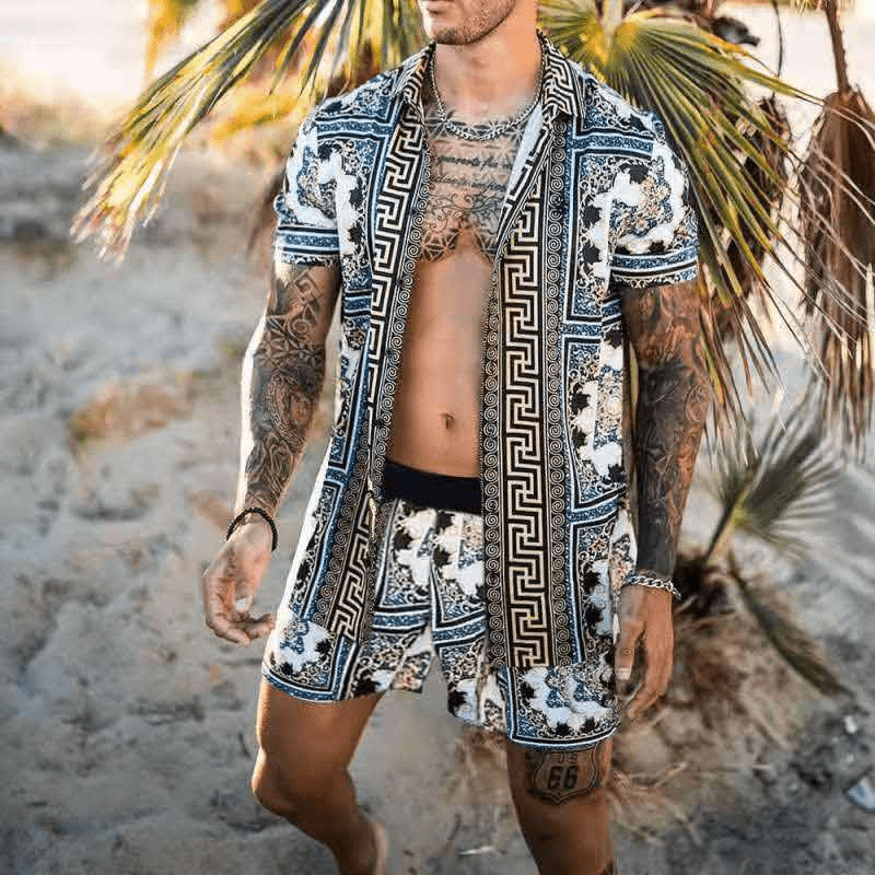 Two-piece men's summer set with patchwork print – Malik-Style 13-M-State of Style