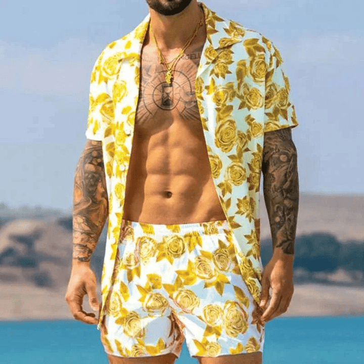 Two-piece men's summer set with patchwork print – Malik-Style 7-M-State of Style