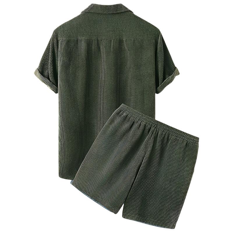 Two-Piece Men's Velvet Summer Set - Fabio-Orange-State of Style