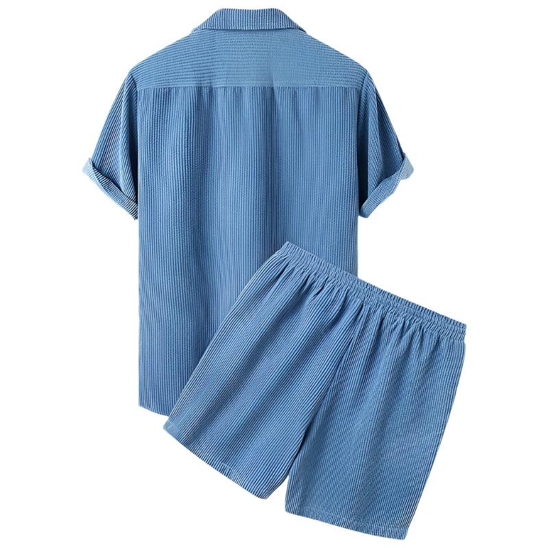 Two-Piece Men's Velvet Summer Set - Fabio-Orange-State of Style