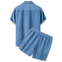 Two-Piece Men's Velvet Summer Set - Fabio-Orange-State of Style