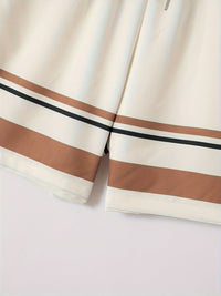 Two-piece set with striped print short-sleeve shirt and shorts - Mateo-Apricot-M-State of Style