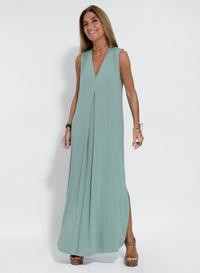 Two-piece Slimming Women's Dress with Vest – Loreen-Blue with vest-S-State of Style