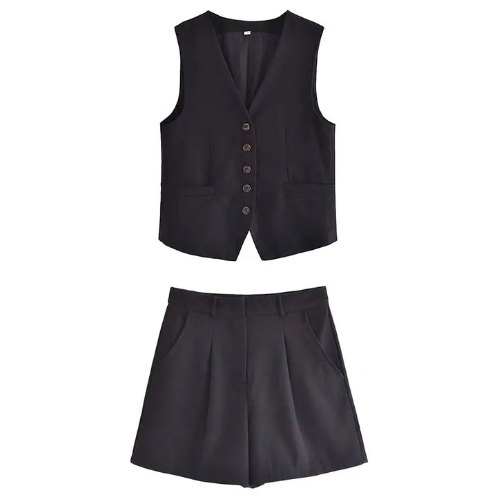 Two-piece summer outfit with vintage top – Amaya-Black-XS-State of Style